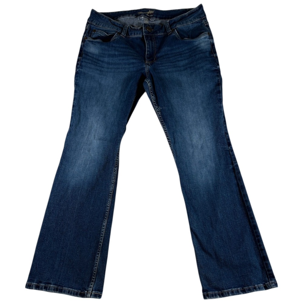 Wrangler Western Bootcut Jeans Womens 13x30 Dark Blue Denim Cotton‎ Whiskered